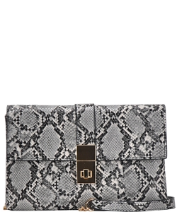 Women's Snakeskin Clutch Envelope Bag BGW-81766 BLACK